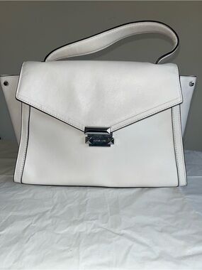 Micheal Kors White Structured Top-Handle Leather Satchel